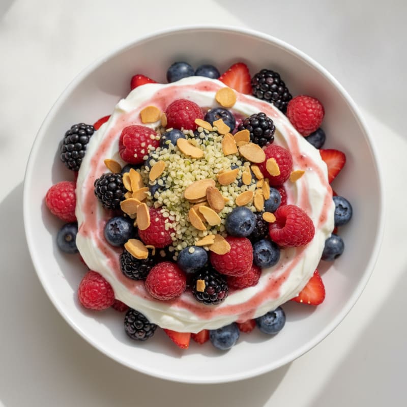 Greek Yogurt Protein Parfait with Mixed Berries