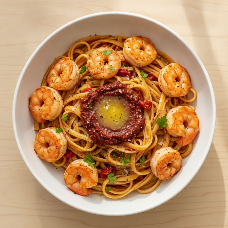 Spicy Calabrian Chili Shrimp Linguine