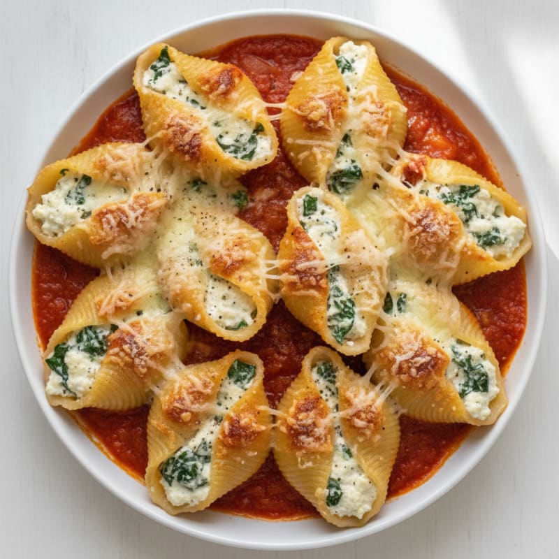Baked Spinach Ricotta Stuffed Shells