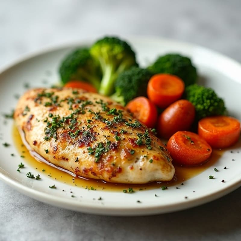 Herb-Crusted Pan Seared Chicken with Roasted Vegetables
