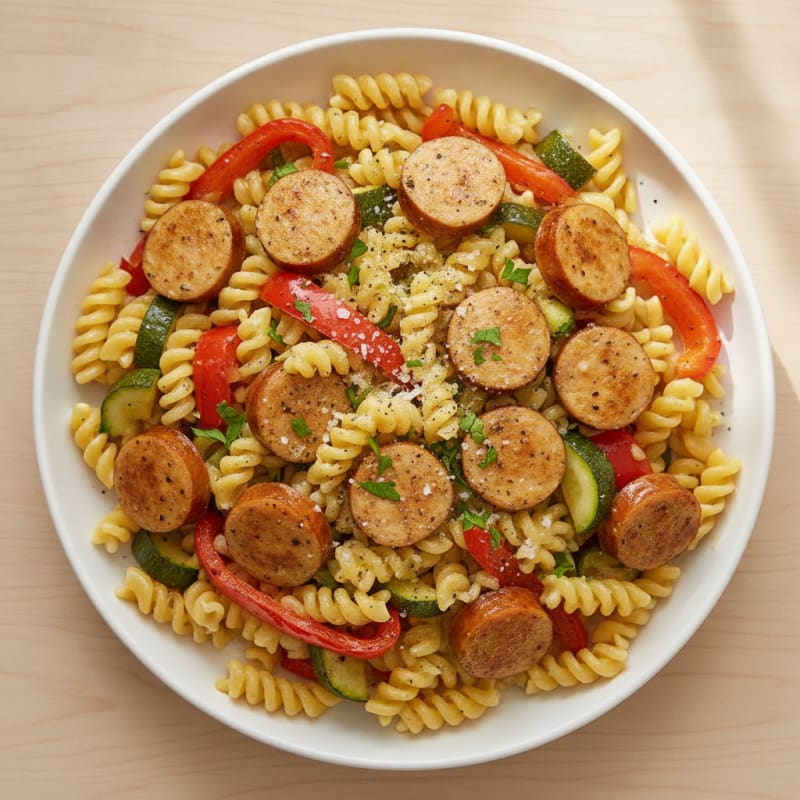 Chicken Sausage Pasta with Roasted Vegetables