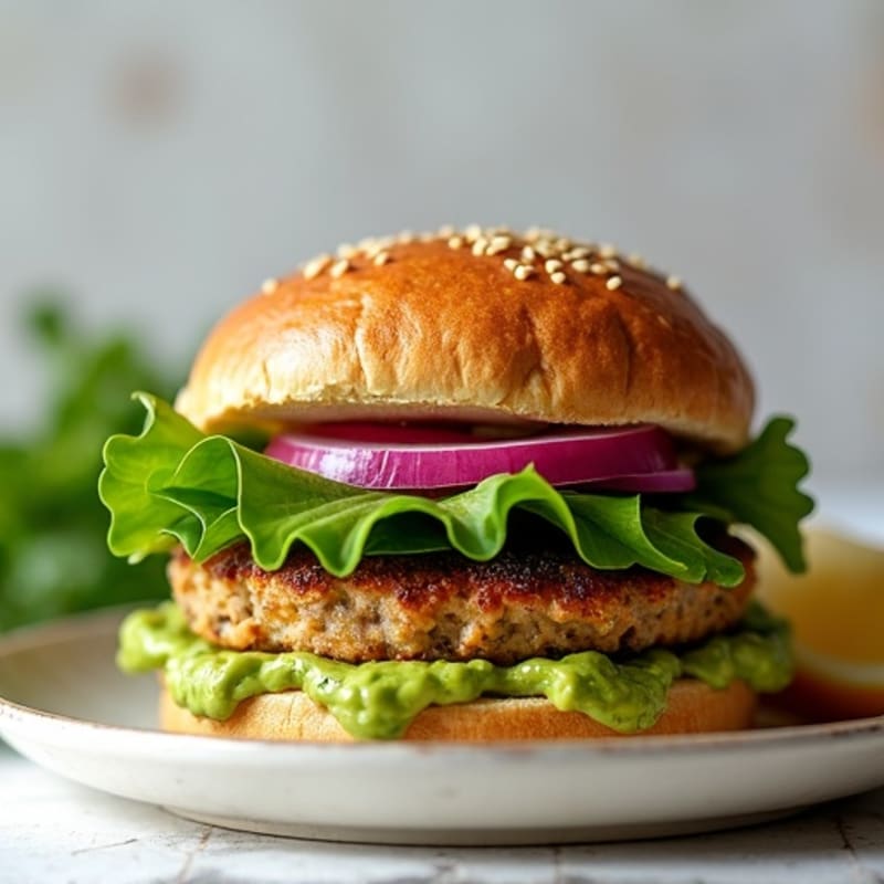 Lean Turkey Spinach Burger with Avocado Spread