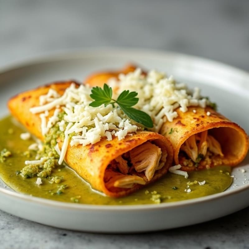 Salsa Verde Shredded Chicken Enchiladas