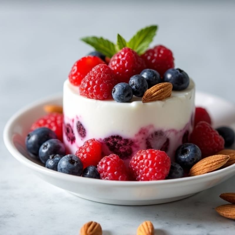 Greek Yogurt Protein Parfait with Mixed Berries and Almonds