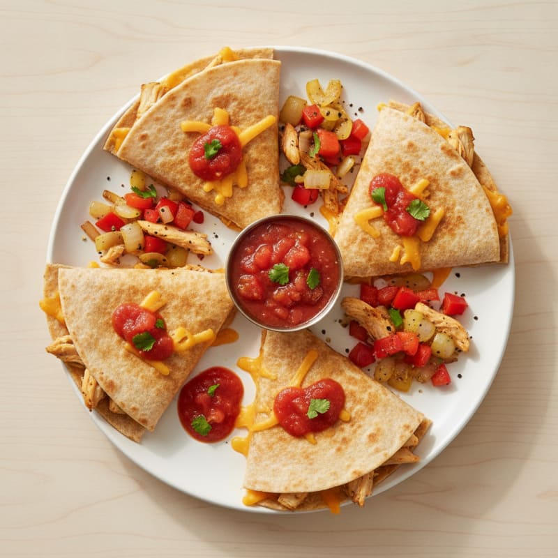 Cheesy Chicken Quesadillas with Salsa