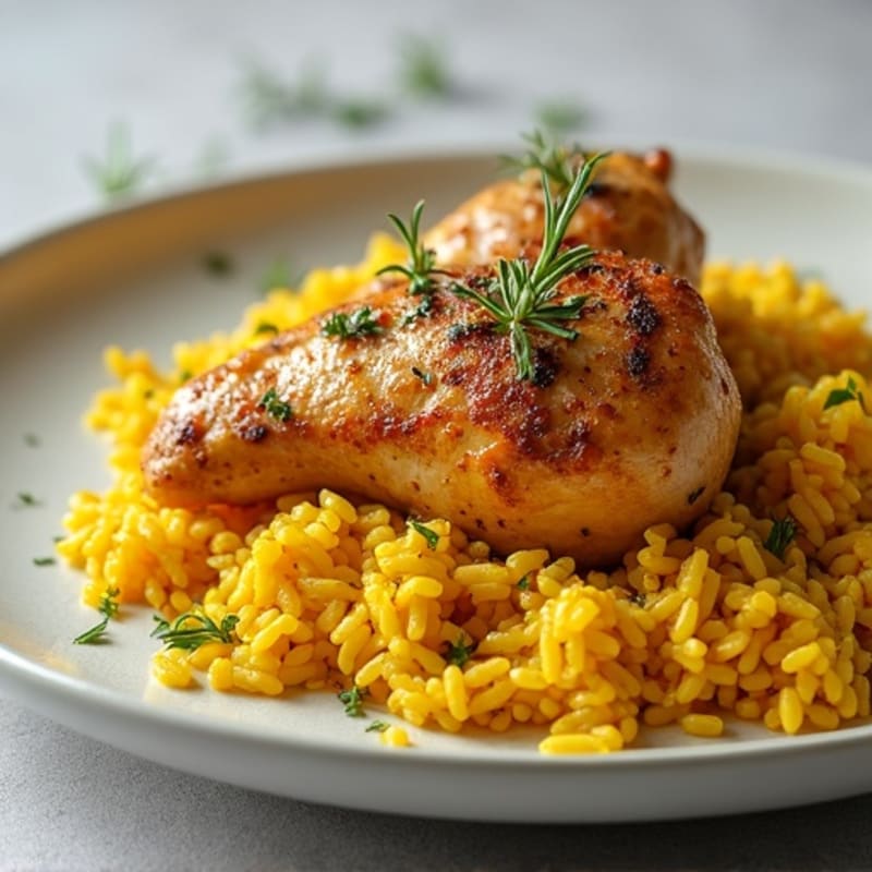 Herb-Roasted Chicken with Garlic Turmeric Rice