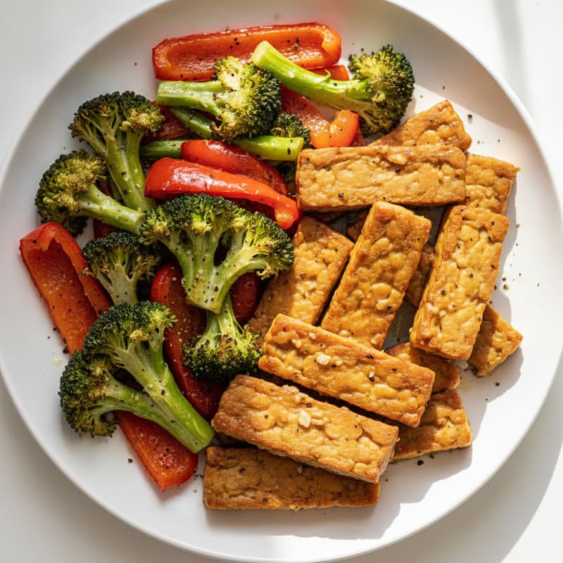 Pan-Seared Tempeh with Roasted Vegetables