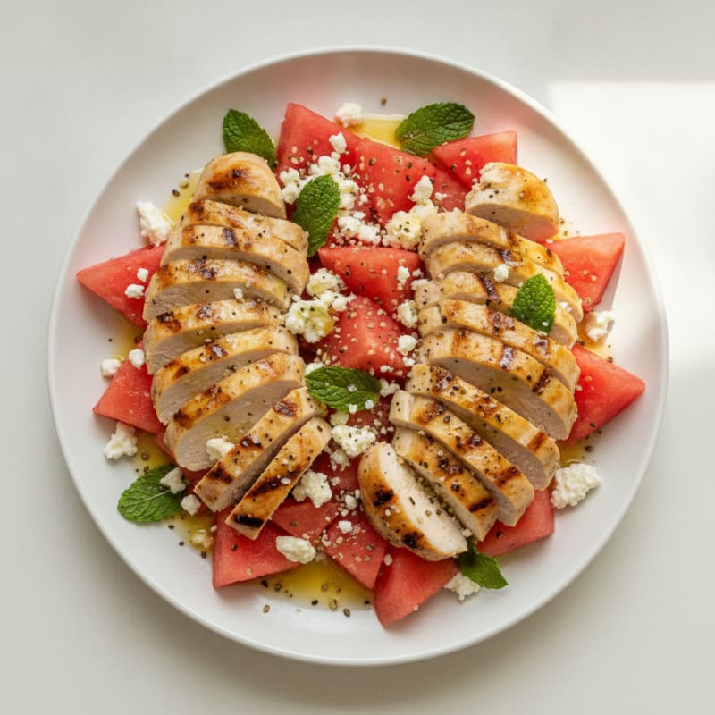 Lime-Zested Watermelon & Grilled Chicken Plate