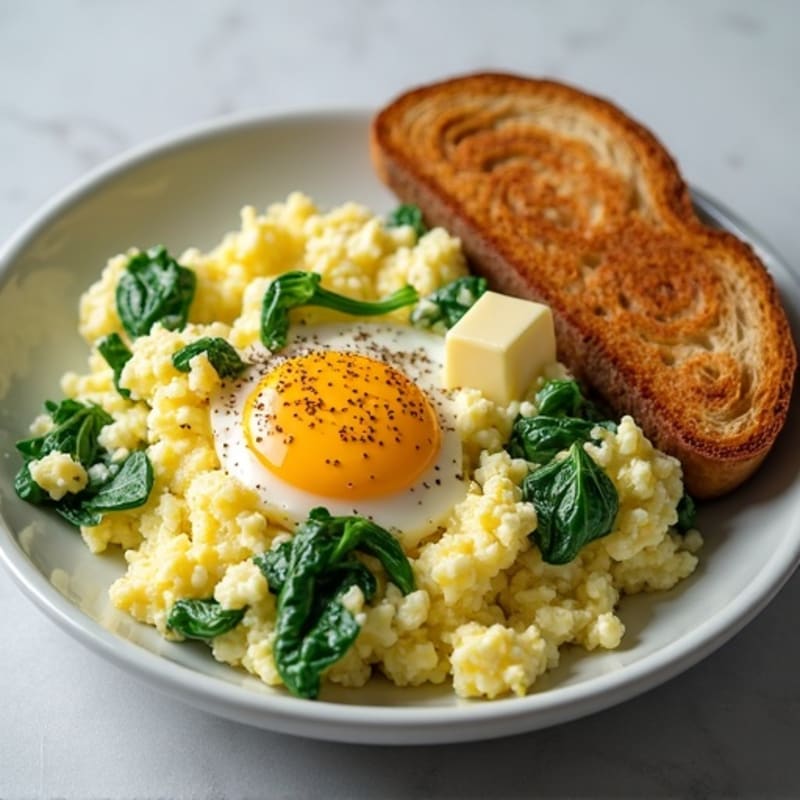 Egg White Scramble with Spinach and Cottage Cheese