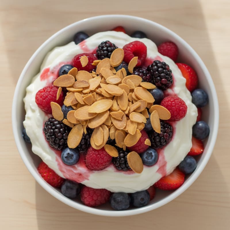 Greek Yogurt Protein Parfait with Berries and Almonds