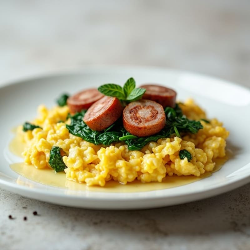 Egg White Scramble with Spinach and Turkey Sausage