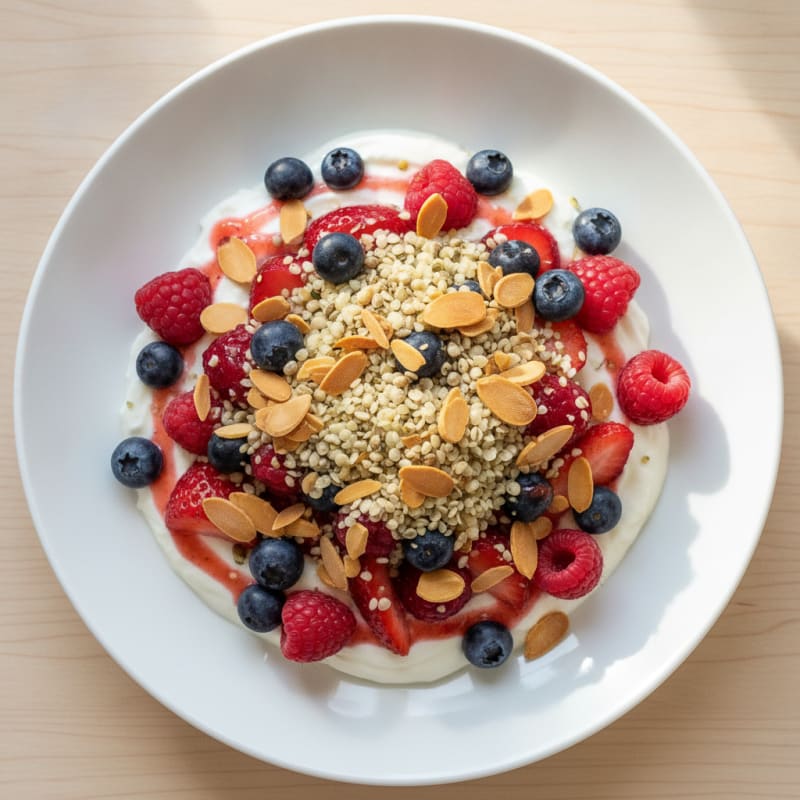 Greek Yogurt Protein Parfait with Mixed Berries