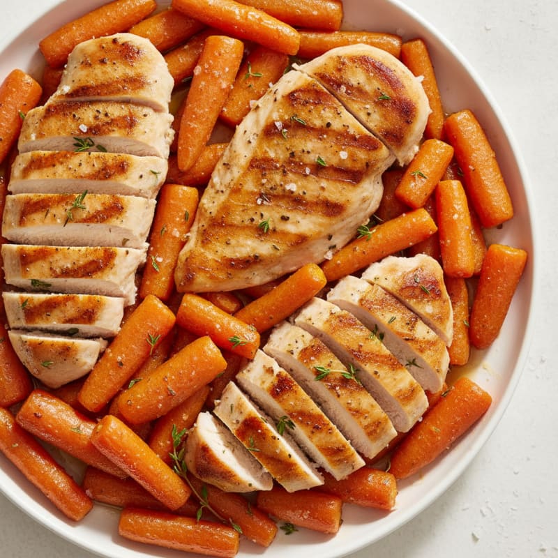 Maple-Glazed Roasted Carrots with Herbed Chicken