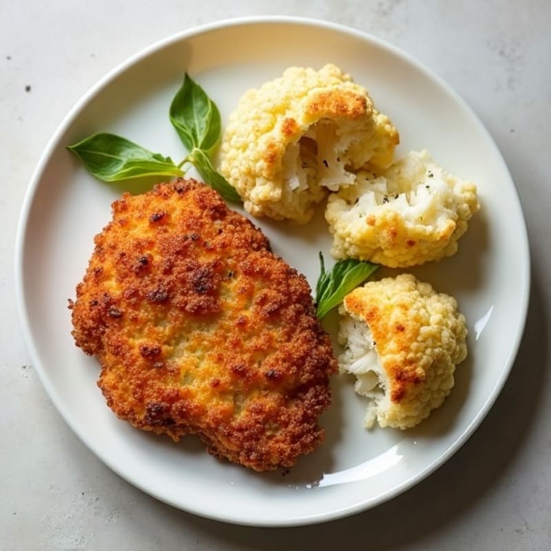 Crispy Air-Fried Chicken with Herb-Roasted Cauliflower Biscuits