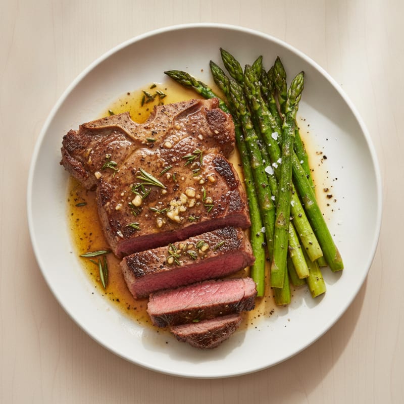 Pan-Seared Porterhouse Steak with Garlic Herb Butter