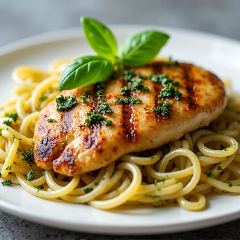 Fresh Pesto Chicken with Whole Wheat Pasta