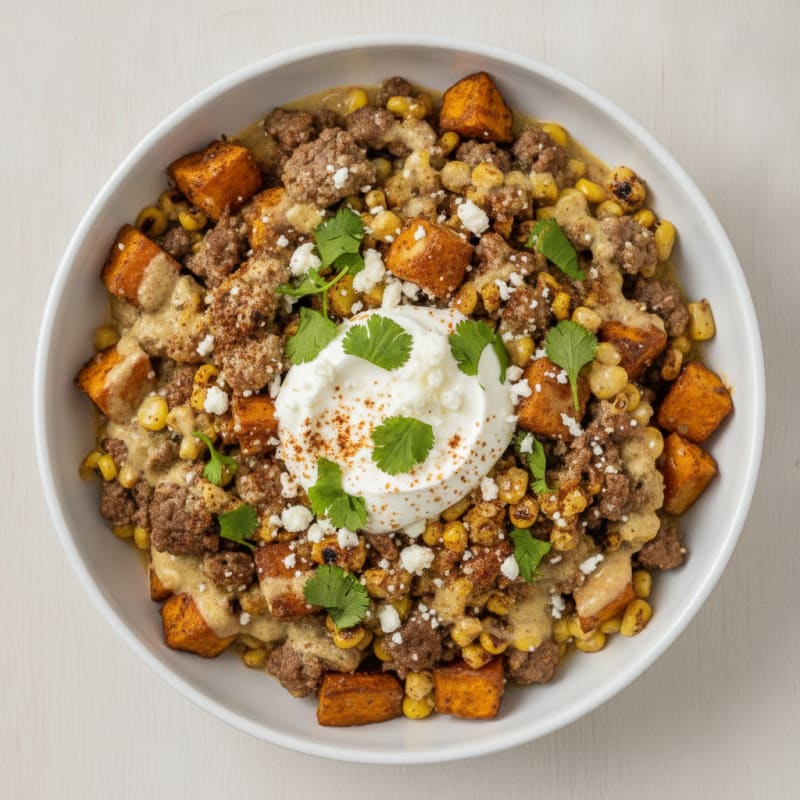 Ground Beef Mexican Street Corn Bowl