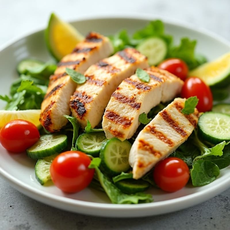 Grilled Chicken Salad with Creamy Avocado and Crisp Greens