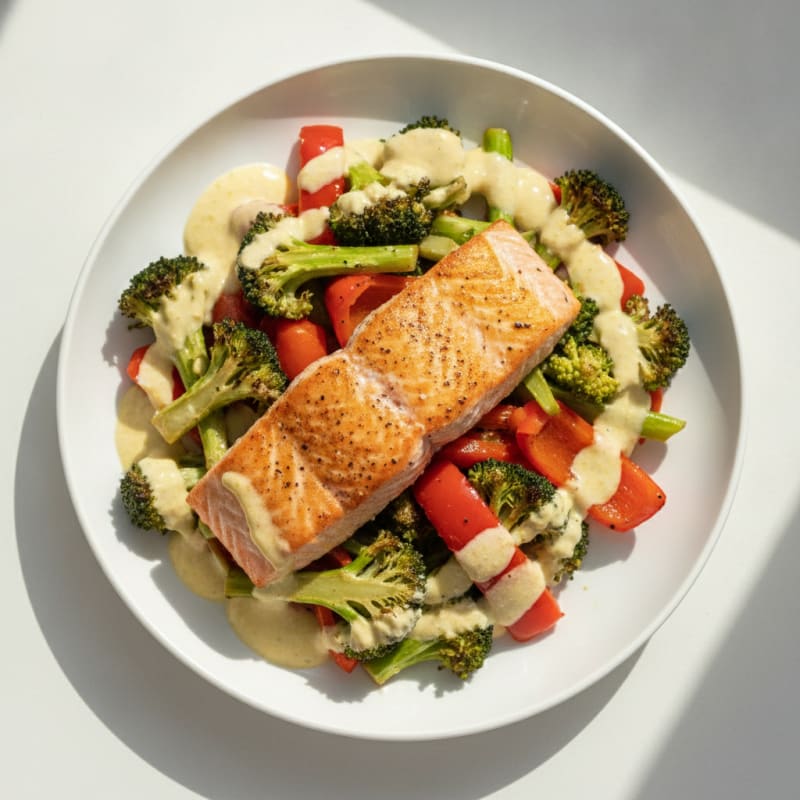 Salmon and Roasted Vegetable Bowl