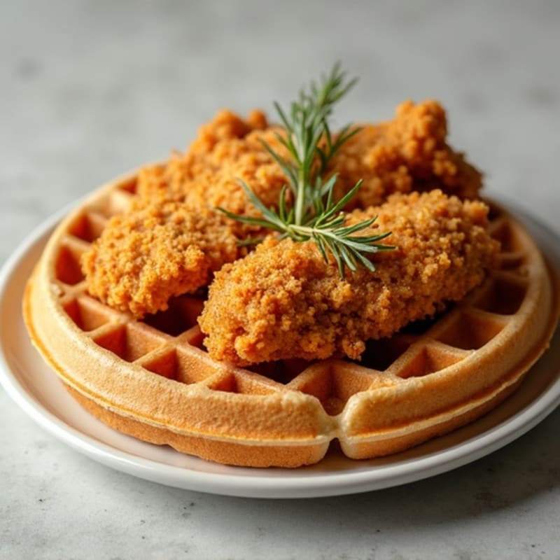 Crispy Golden Baked Chicken with Fluffy Whole Wheat Waffles