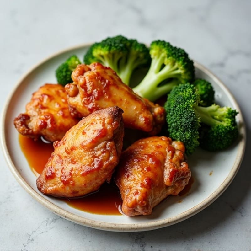 Crispy Baked Honey Garlic Chicken Wings with Roasted Broccoli
