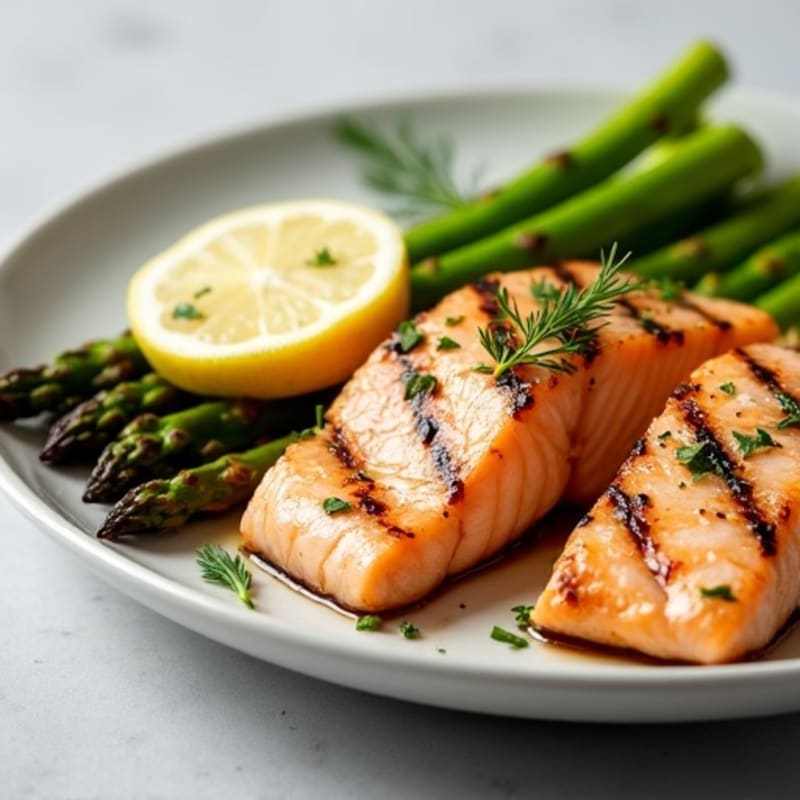 Lemon Herb Grilled Salmon with Roasted Asparagus