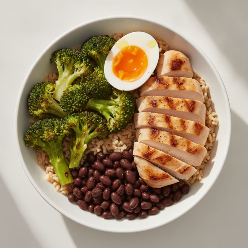 Grilled Chicken and Broccoli Bowl with Black Beans