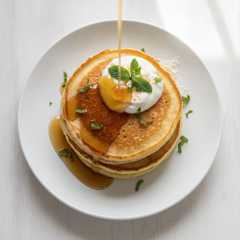 Fluffy Buttermilk Pancakes with Maple Syrup