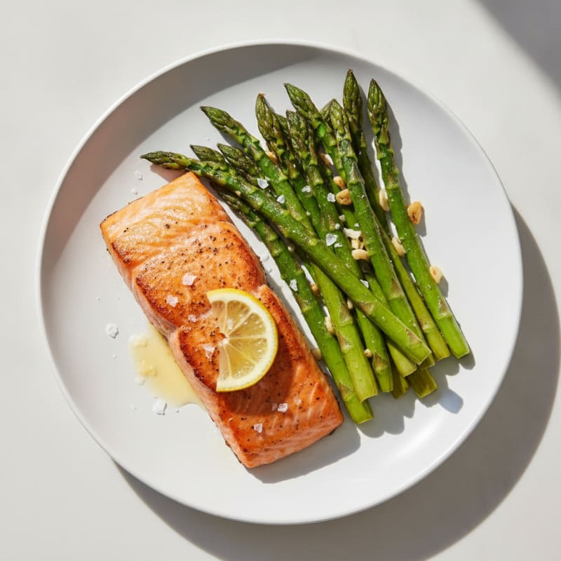 Seared Salmon Fillet with Roasted Asparagus