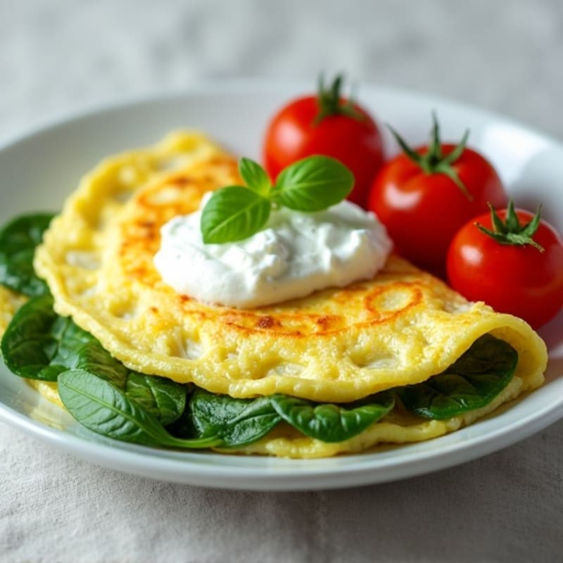 Egg White Spinach Omelette with Cottage Cheese