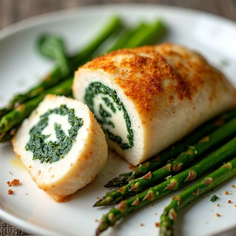 Creamy Ricotta and Spinach Stuffed Chicken with Roasted Asparagus