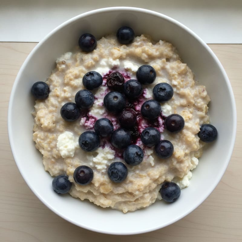 Egg White and Cottage Cheese Oatmeal with Blueberries