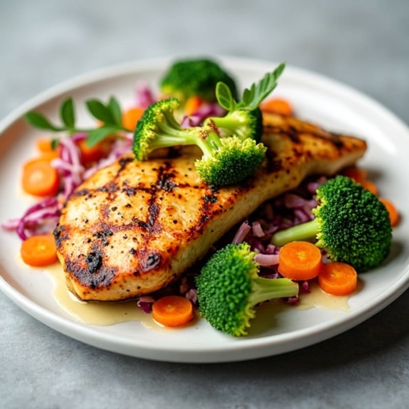 Grilled Chicken Breast with Crunchy Broccoli Slaw
