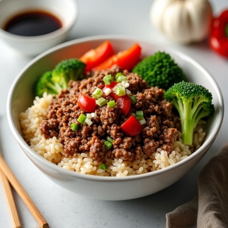 Garlic-Ginger Ground Beef Rice Bowl