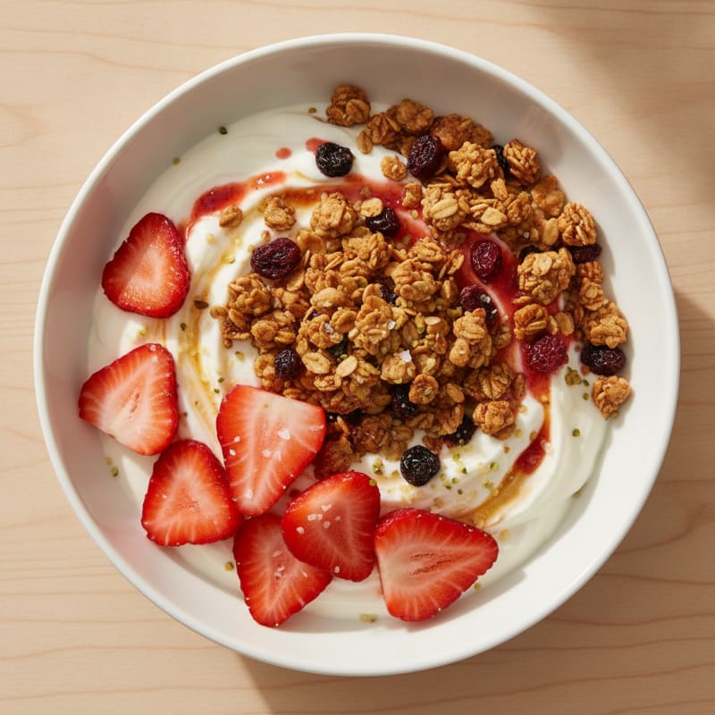Strawberry Vanilla Yogurt Granola Bowl