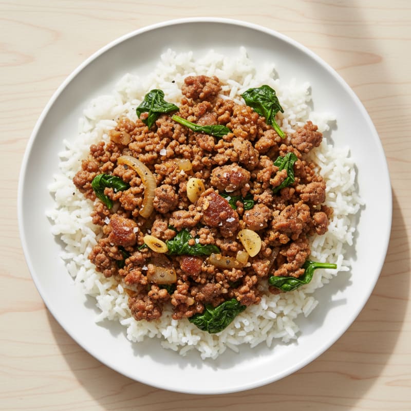 Savory Beef Mince with Fluffy Rice