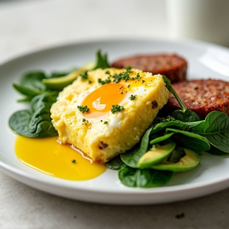Egg White Scramble with Turkey Sausage and Spinach