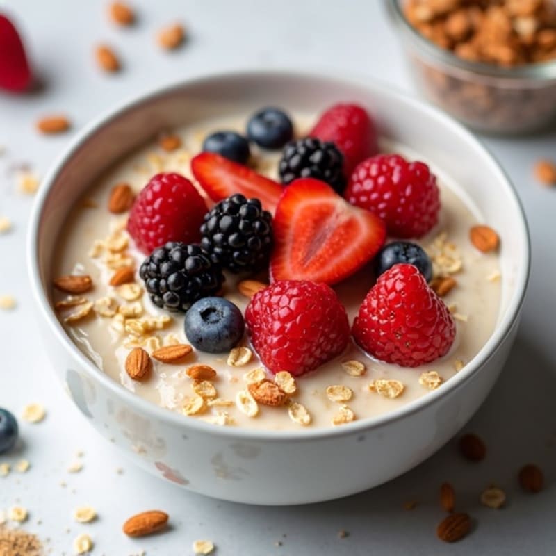 Creamy Oatmeal with Fresh Berries and Toasted Nuts