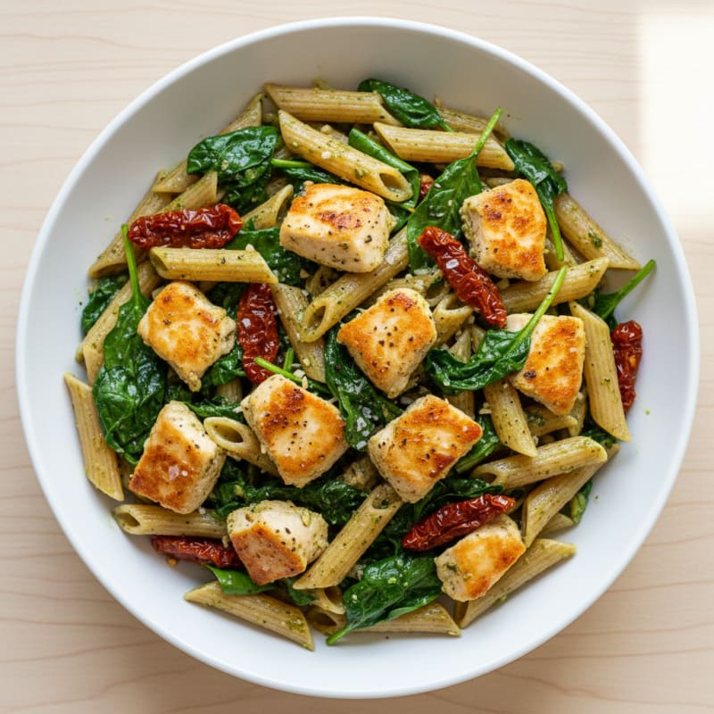 Pesto Chicken Pasta with Sun-Dried Tomatoes