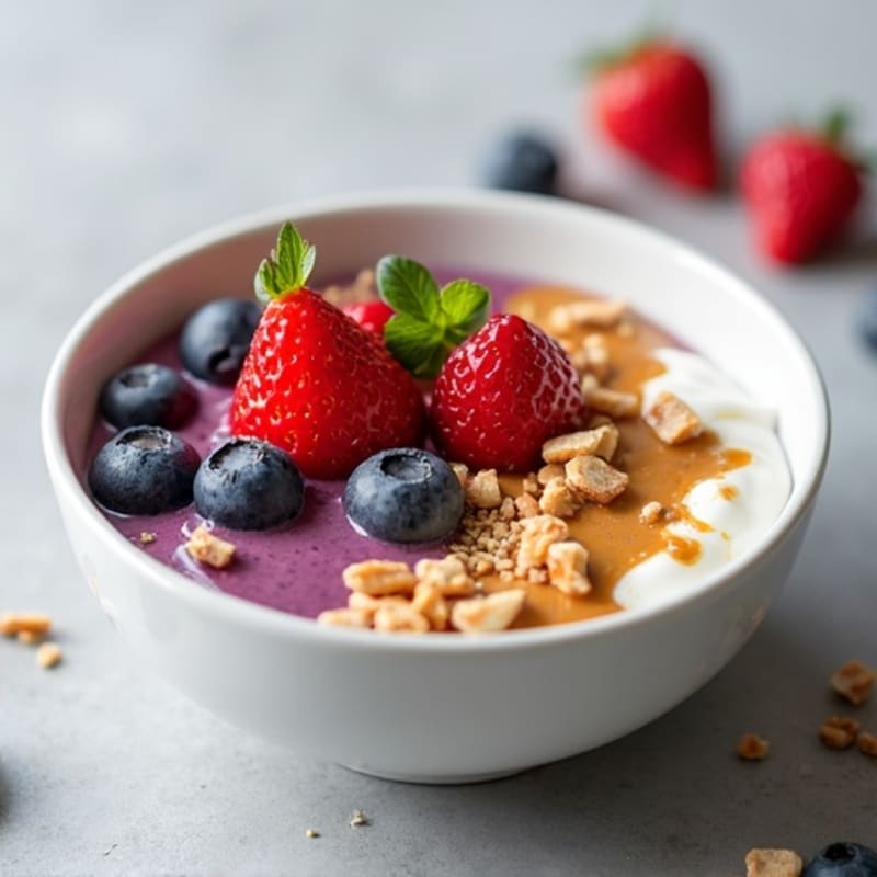 Greek Yogurt Protein Bowl with Mixed Berries and Almond Butter