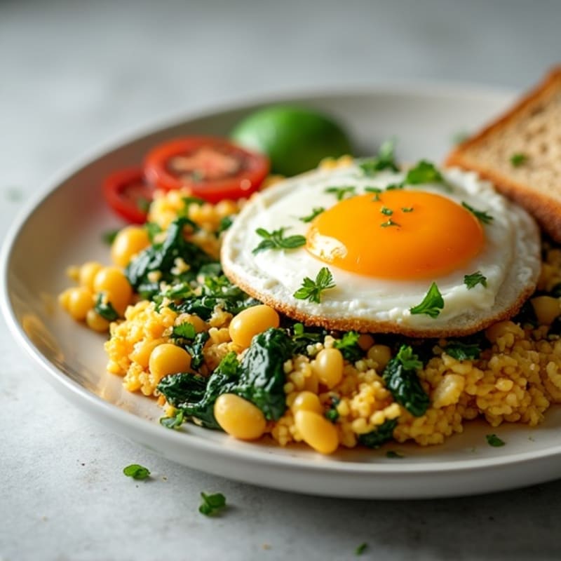 Egg White Spinach Scramble with Cottage Cheese and Sliced Tomatoes