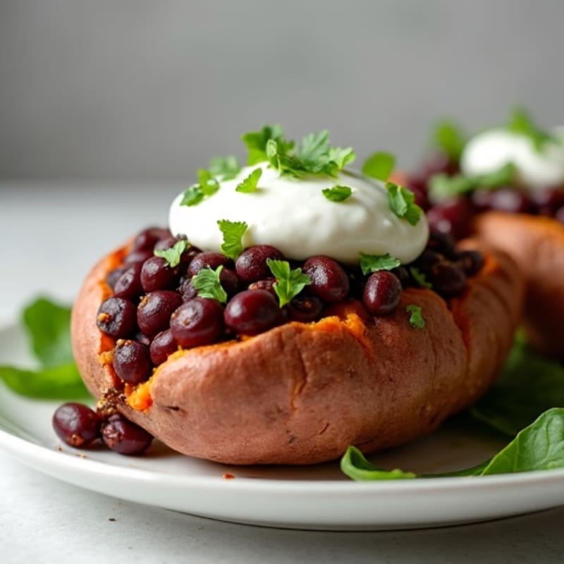 Creamy Black Bean Stuffed Sweet Potatoes