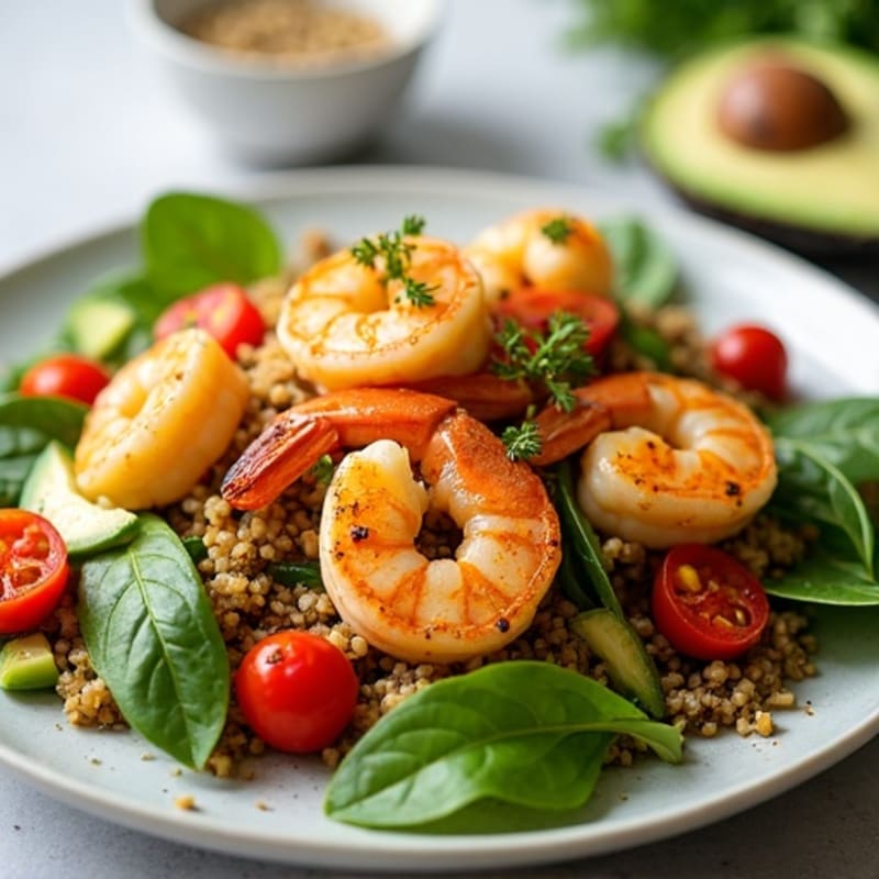 Grilled Shrimp and Quinoa Salad with Roasted Peppers