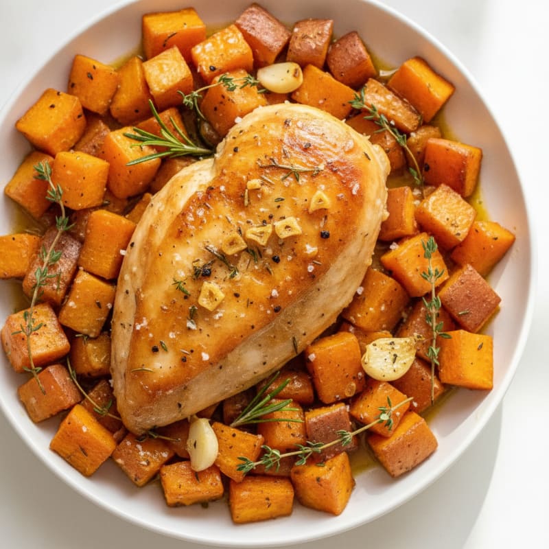 Garlic Herb Roasted Chicken with Root Vegetables
