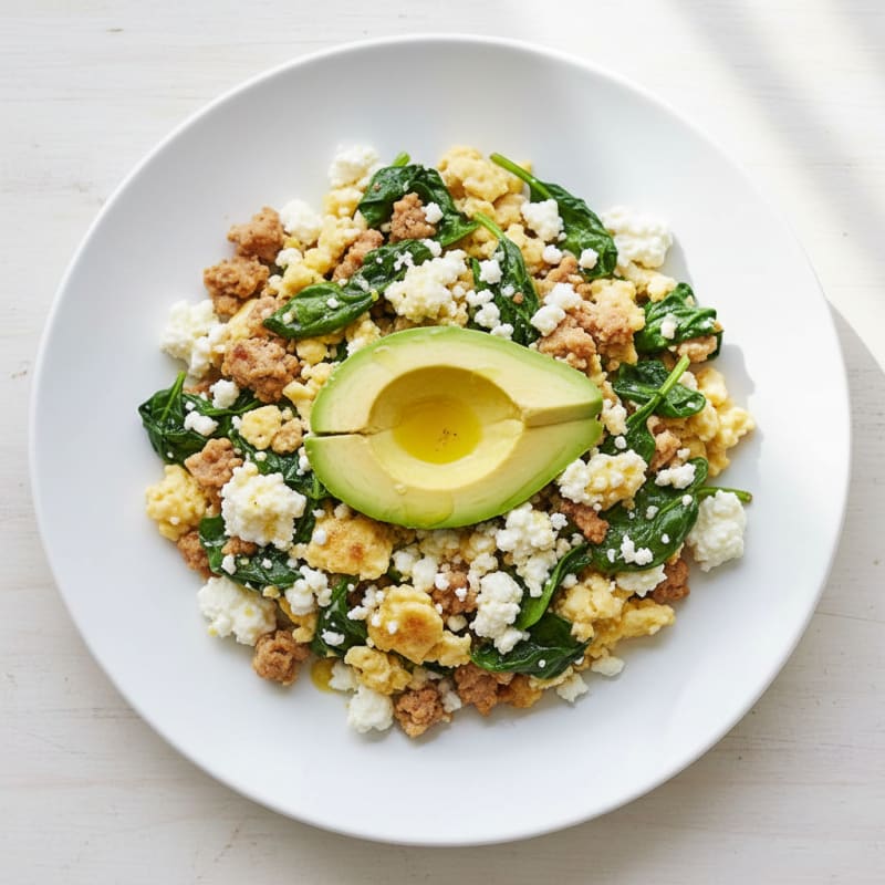 Cottage Cheese Scramble with Turkey and Spinach