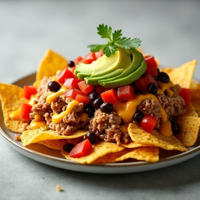 Sheet Pan Pulled Pork Nachos with Fresh Pico and Avocado