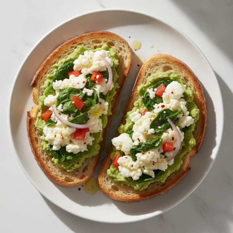 Egg White and Spinach Sourdough Toast with Avocado