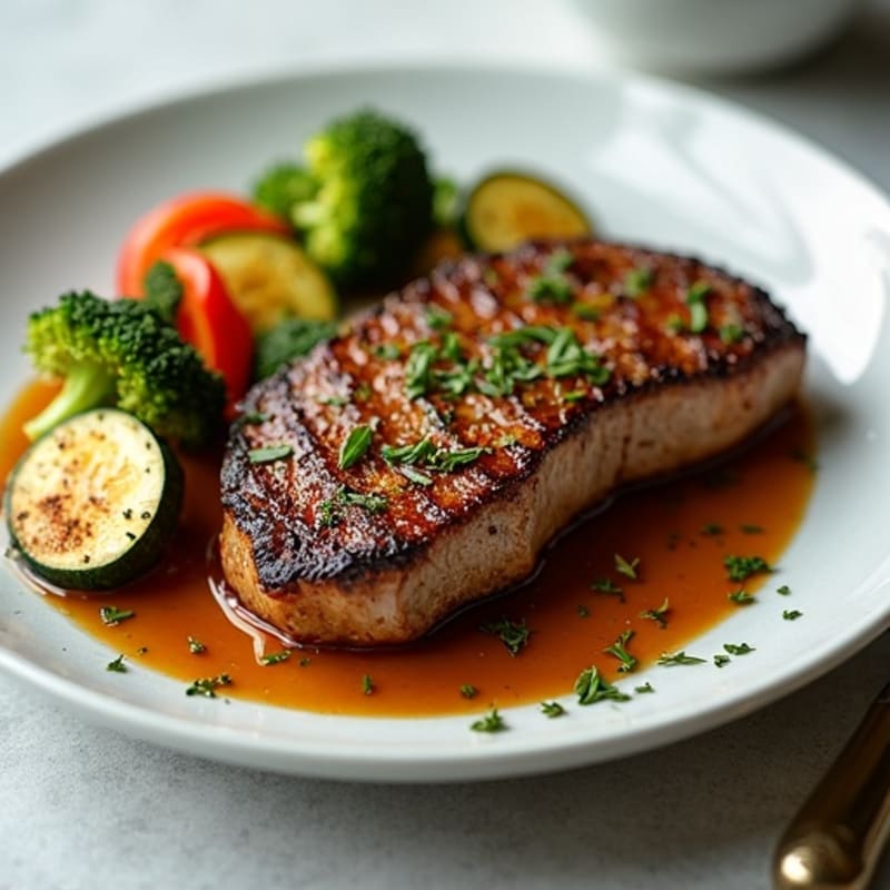 Herb-Crusted Pan-Seared Sirloin with Roasted Vegetables