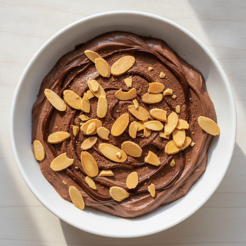 Silky Chocolate Protein Greek Yogurt with Toasted Almonds