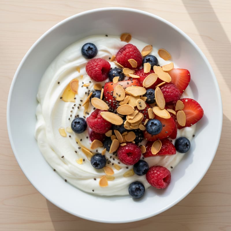 Greek Yogurt Protein Parfait with Mixed Berries